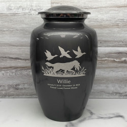 Customer Gallery - Duck Hunting Dog Cremation Urn - Gunmetal Gray