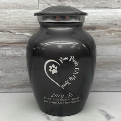 Customer Gallery - Small Paw Prints On My Heart Pet Cremation Urn - Gunmetal Gray