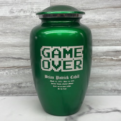 Customer Gallery - Game Over Cremation Urn - Shamrock Green