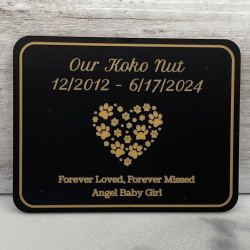 Customer Gallery - DIY Pet Cremation Urn Plate - Paw Heart - Black - 3.25" w x 2.5" h