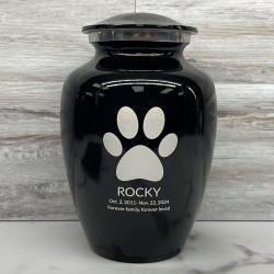Customer Gallery - Large Paw Print Pet Cremation Urn - Jet Black