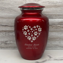 Customer Gallery - Large Pawprint Heart Pet Cremation Urn - Ruby Red