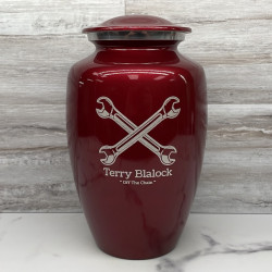 Customer Gallery - Mechanic Wrench Cremation Urn - Ruby Red