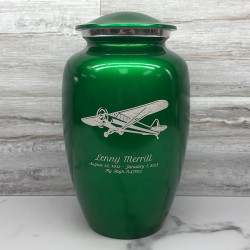 Customer Gallery - Airplane II Cremation Urn - Shamrock Green
