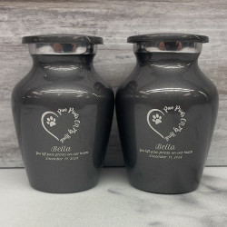 Customer Gallery - Keepsake Paw Prints On My Heart Pet Cremation Urn - Gunmetal Gray