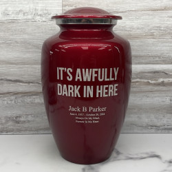 Customer Gallery - It's Awfully Dark In Here Cremation Urn - Ruby Red