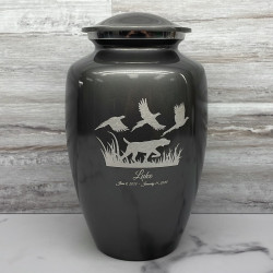 Customer Gallery - Hunting Dog Cremation Urn - Gunmetal Gray