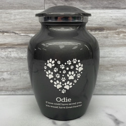 Customer Gallery - Small Pawprint Heart Pet Cremation Urn - Gunmetal Gray