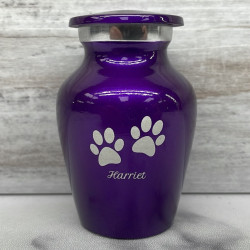 Customer Gallery - Keepsake Pawprints Pet Cremation Urn - Purple Luster