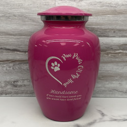 Customer Gallery - Large Paw Prints On My Heart Pet Cremation Urn - Rose Pink