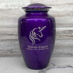 Customer Gallery - Unicorn Cremation Urn - Purple Luster