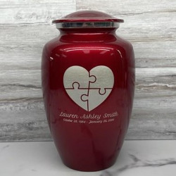 Customer Gallery - Autism Puzzle Cremation Urn - Ruby Red