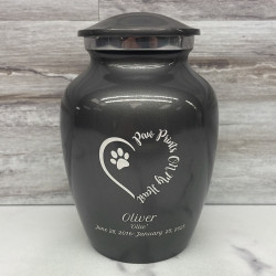 Customer Gallery - Small Paw Prints On My Heart Pet Cremation Urn - Gunmetal Gray