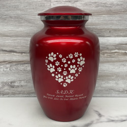 Customer Gallery - Large Pawprint Heart Pet Cremation Urn - Ruby Red
