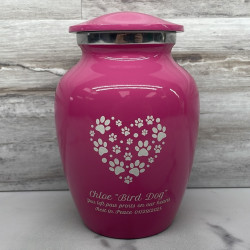 Customer Gallery - Small Pawprint Heart Pet Cremation Urn - Rose Pink