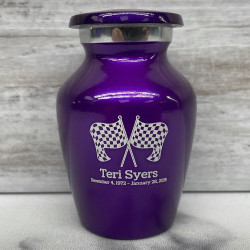 Customer Gallery - Race Checkered Flag Keepsake Urn - Purple Luster