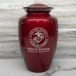 Customer Gallery - Marine Corps Cremation Urn - Ruby Red