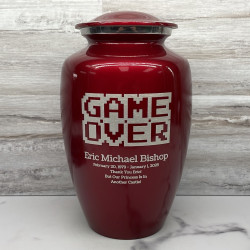 Customer Gallery - Game Over Cremation Urn - Ruby Red