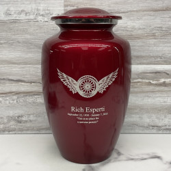 Customer Gallery - Winged Wheel Cremation Urn - Ruby Red