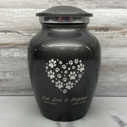 Customer Gallery - Small Pawprint Heart Pet Cremation Urn - Gunmetal Gray