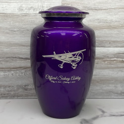 Customer Gallery - Airplane Cremation Urn - Purple Luster