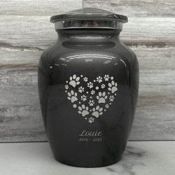 Customer Gallery - Small Pawprint Heart Pet Cremation Urn - Gunmetal Gray