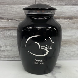 Customer Gallery - Small Sleeping Cat Pet Cremation Urn - Jet Black