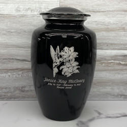 Customer Gallery - Hummingbird Flowers Cremation Urn - Jet Black
