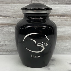 Customer Gallery - Small Sleeping Cat Pet Cremation Urn - Jet Black