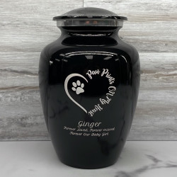 Customer Gallery - Large Paw Prints On My Heart Pet Cremation Urn - Jet Black