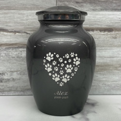 Customer Gallery - Small Pawprint Heart Pet Cremation Urn - Gunmetal Gray