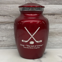 Customer Gallery - Hockey Sticks Sharing Urn - Ruby Red