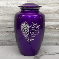 Customer Gallery - Your Wings Were Ready Cremation Urn - Purple Luster