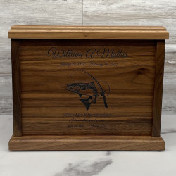Customer Gallery - Salmon Fishing Cremation Urn - Signature Walnut