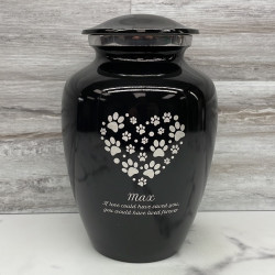 Customer Gallery - Large Pawprint Heart Pet Cremation Urn - Jet Black