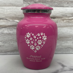 Customer Gallery - Small Pawprint Heart Pet Cremation Urn - Rose Pink