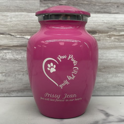 Customer Gallery - Small Paw Prints On My Heart Pet Cremation Urn - Rose Pink