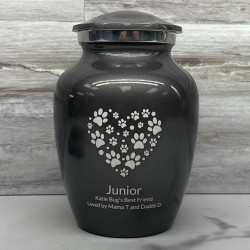 Customer Gallery - Small Pawprint Heart Pet Cremation Urn - Gunmetal Gray