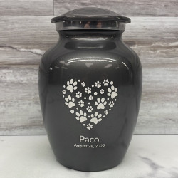 Customer Gallery - Small Pawprint Heart Pet Cremation Urn - Gunmetal Gray