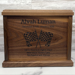 Customer Gallery - Checkered Flag Cremation Urn - Signature Walnut