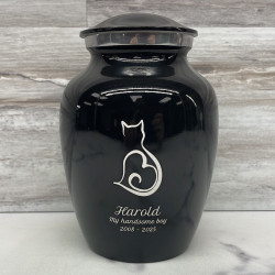 Customer Gallery - Small Cat Silhouette Pet Cremation Urn - Jet Black