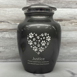 Customer Gallery - Small Pawprint Heart Pet Cremation Urn - Gunmetal Gray