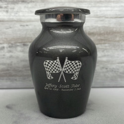 Customer Gallery - Race Checkered Flag Keepsake Urn - Gunmetal Gray