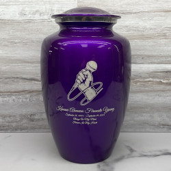 Customer Gallery - Microphone Hand Cremation Urn - Purple Luster