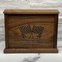 Customer Gallery - Checkered Flag Cremation Urn - Signature Walnut