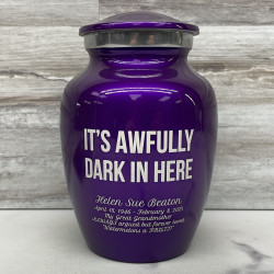 Customer Gallery - It's Awfully Dark In Here Sharing Urn - Purple Luster