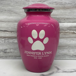 Customer Gallery - Large Paw Print Pet Cremation Urn - Rose Pink