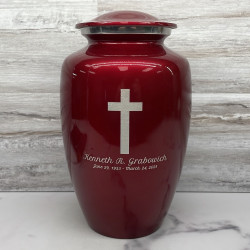 Customer Gallery - Cross Cremation Urn - Ruby Red