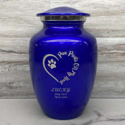 Customer Gallery - Large Paw Prints On My Heart Pet Cremation Urn - Midnight Blue