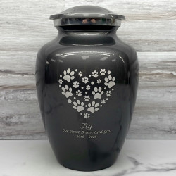 Customer Gallery - Large Pawprint Heart Pet Cremation Urn - Gunmetal Gray
